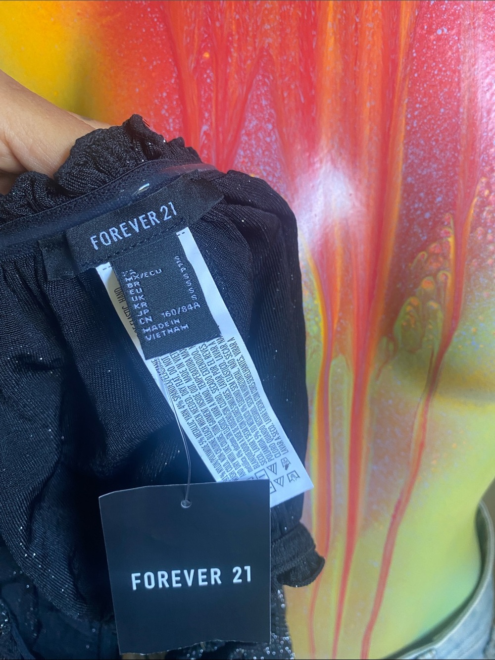 Forever 21 Black Sequin Smocked Ruffle Trim Tube Top NWTs - Picture 8 of 9